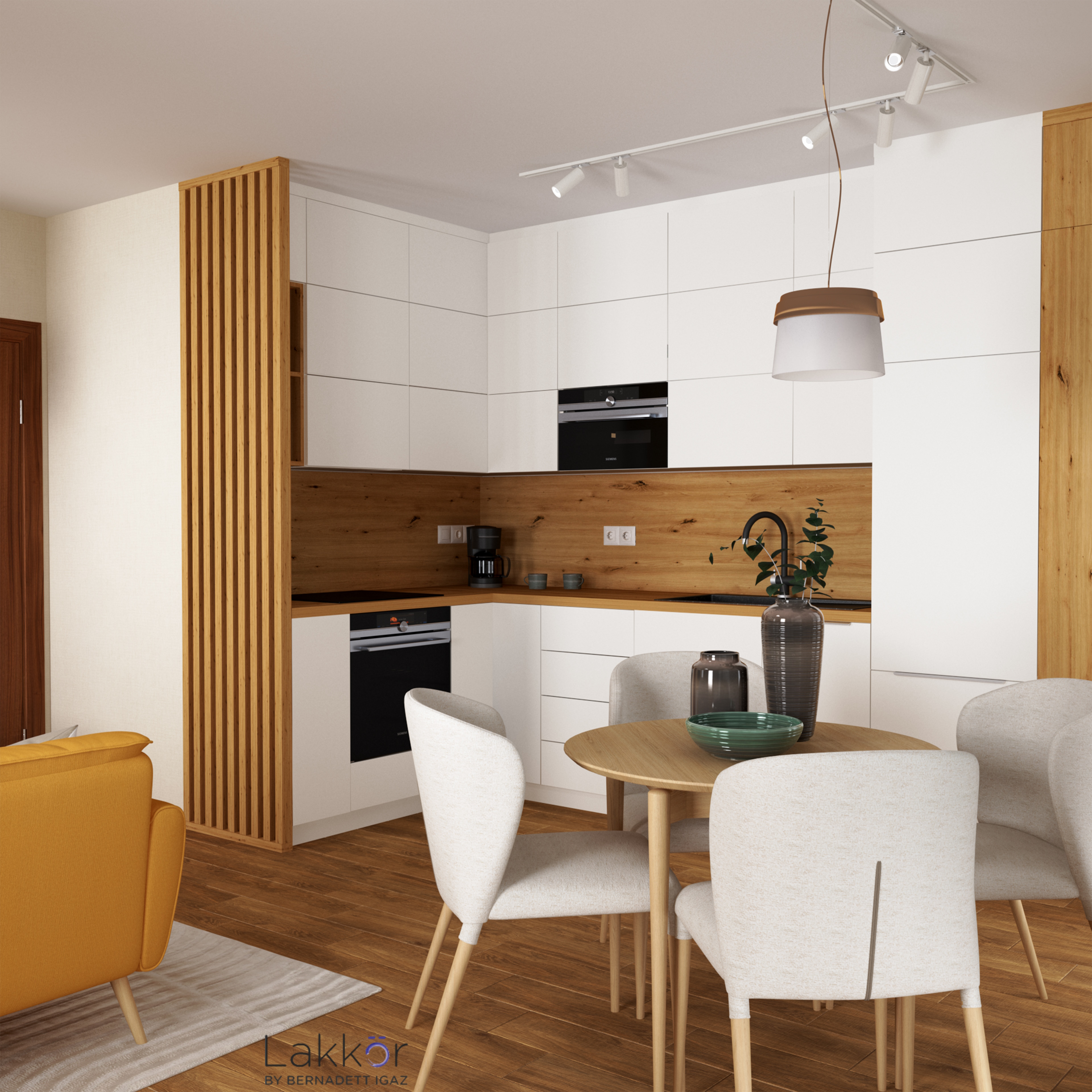 Modern lakberendezés színes skandináv jegyekkel fűszerezve